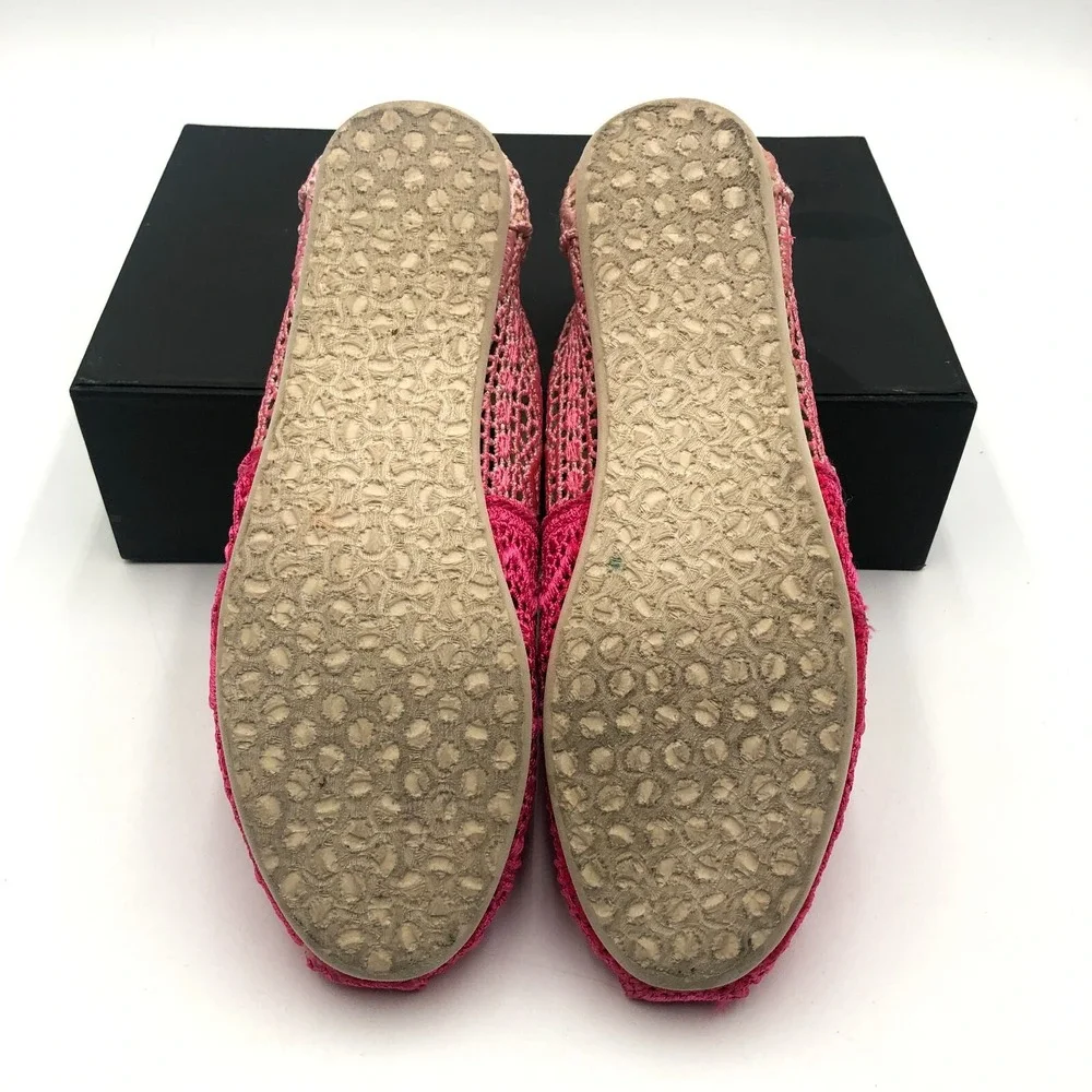 TOMS Moroccan Flat Shoes Womens Size 5 Ombre Pink Crochet Lace Slip‎ On 451113